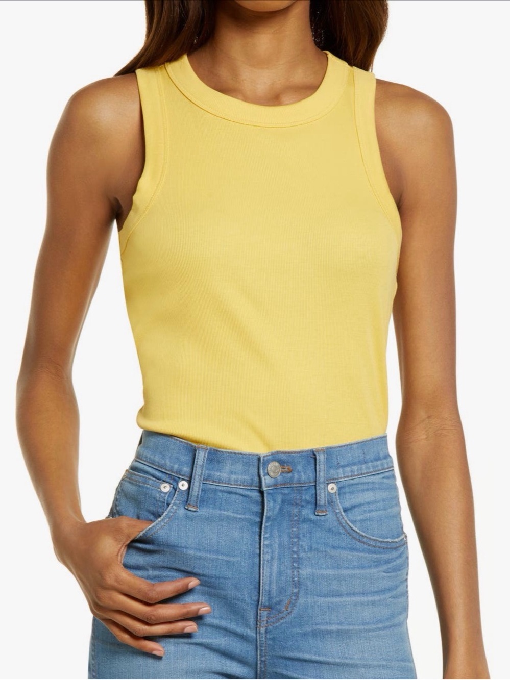 Madewell Yellow Ribbed Crewneck Tank